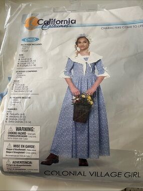 California Costumes Blue Colonial Village Girl Dress with Bonnet and Shawl